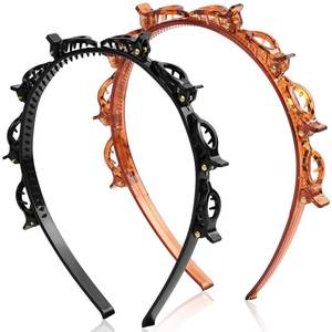 lot 1009 image: 2 Pcs Braided Bangs Headband with Teeth, Professional Weaving Clip - Retail $5