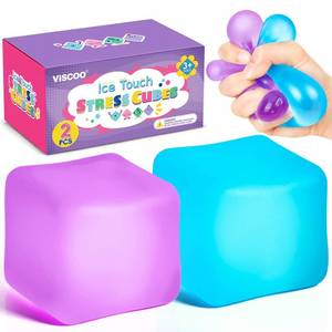 lot 1016 image: VISCOO 2 Pack Stress Cube, Slow Rising Cube Squishy for Anxiety Relief - Retail $9