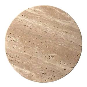 lot 1023 image: StonePlus Natural Round Marble Tray Smooth Pastry Board for Desserts, Cheese, Coffee, Matte on Both Sides (Beige Travertine) - Retail $40