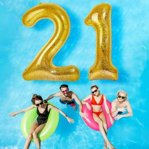 lot 1026 image: HyDren 21 Pack Inflatable Number 30 Pool Float 48 Inch Giant, Gold - Retail $19