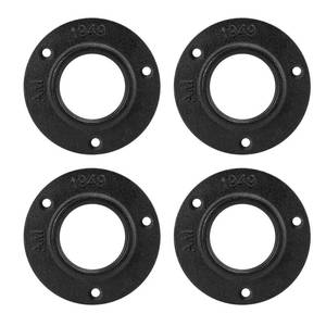 lot 1035 image: BathAce Industrial Pipe Floor Flange, Heavy Duty Malleable Iron Pipe Fittings, Wall Mounted Vintage DIY Threaded Flange for Decoration Steampunk Furniture Vintage Project, Black(4 Pack, 2 Inch) - Retail $17