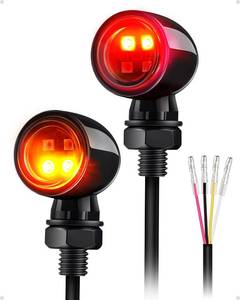 lot 1044 image: Bullet Mini LED Turn Signal Lights, 4LEDs Red & White Blinkers Turn Lights Fit for Honda Yamaha Suzuki Kawasaki Harley Chopper Bobber, 2PCS - Retail $19