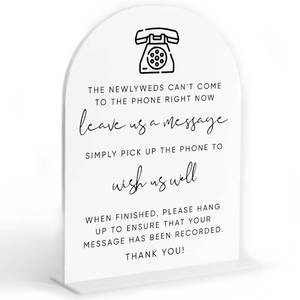 lot 1067 image: Audio Guest Book Sign, White Arch Acrylic Sign, Audio Guest Book Wedding Phone, Bridal Shower Decor, Engagement Party Decor, Centerpiece Table Decorations Party for Bride and Groom-7 - Retail $12