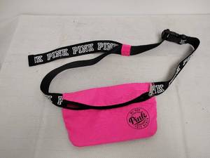 lot 13 image: Pink Fanny Pack with Black PINK Strap and Lanyard