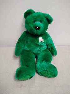 lot 32 image: Ty Beanie Baby Green Plush Bear with White Chest Patch