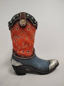 lot 48 image: Decorative Boot-Shaped Container with Red Embellished Cuff
