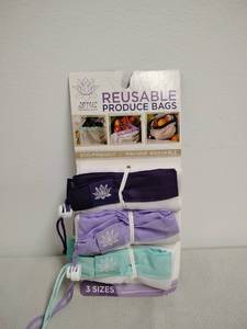 lot 57 image: Lotus Reusable Produce Bags 3-Pack Small Medium Large Machine Washable