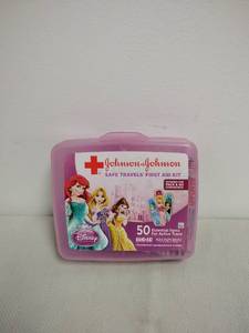 lot 62 image: Johnson & Johnson Safe Travels First Aid Kit Disney Princesses 50 Items