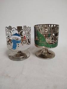 lot 84 image: Bath & Body Works 3-Wick Candle Holder Lot Snowman and Mermaid