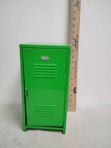 lot 96 image: Mini Locker Green Storage Cabinet with Picture Frame