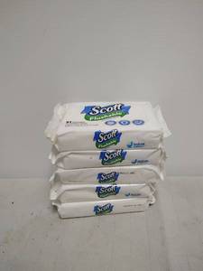lot 112 image: Scott Flushable Cleansing Cloths 51-Count Pack 6.0x5.25 inch lot of 5