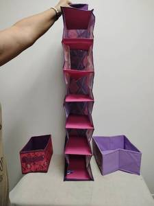 lot 126 image: Collapsible Storage Organizer 6-Compartment Hanging Set with Decorative Boxes