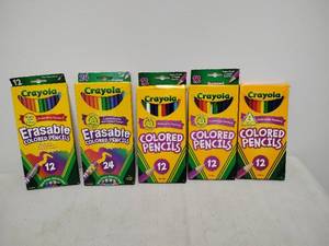 lot 128 image: Crayola Colored Pencils Lot 12-24 Count Erasable and Regular Mixed