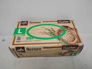 lot 144 image: Medline Restore Powder-Free Nitrile Exam Gloves Size L 250 Count