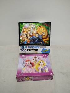 lot 151 image: LPF 3D Lenticular 300 Piece Jigsaw Puzzle 19 x 13.5 Inch #0718  Disney Princess 48 Piece Puzzle Lot