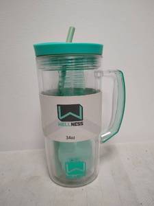 lot 165 image: Wellness Double Wall Sports Bottle 34oz with Infuser and Ice Cubes