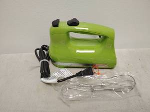 lot 171 image: KitchenAid green 5-speed hand mixer.