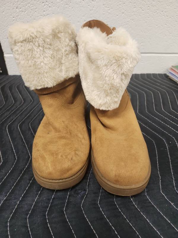 lot 25635 image: G by Guess Faux Fur Lined Suede Winter Boots Tan