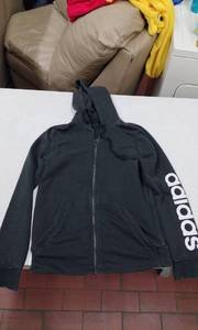 lot 4606 image: Adidas Black Full-Zip Hoodie Sweatshirt