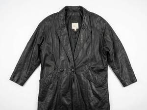 lot 4622 image: John Vieth Black Leather Coat Size L