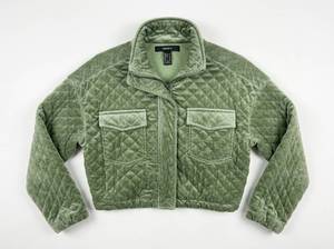 lot 4624 image: Forever 21 Quilted Crop Jacket Size S Sage Green