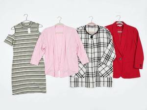 lot 4645 image: Womens Clothing Lot �� Striped Dress, Cardigan, Plaid Blouse