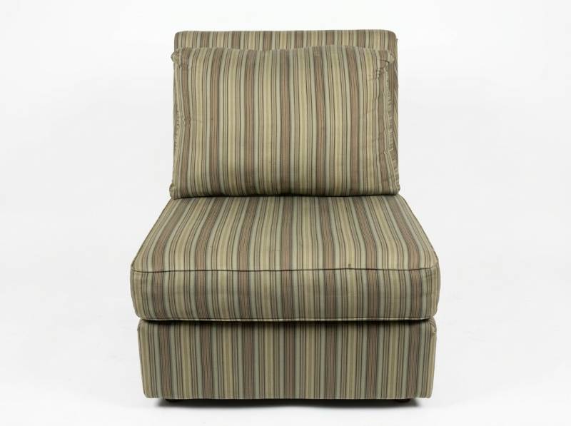 lot 3605 image: Striped Upholstered Armless Slipper Chair