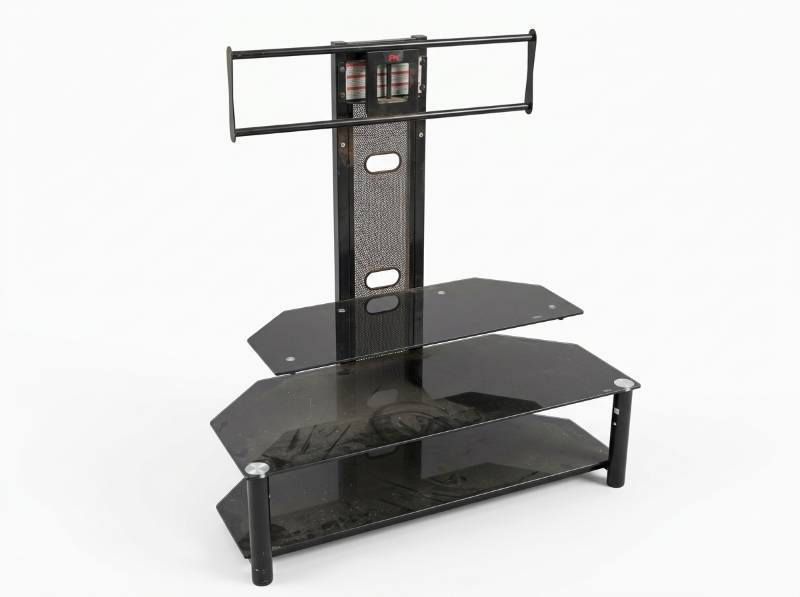 lot 3635 image: Zline Design TV Stand with Glass Shelves