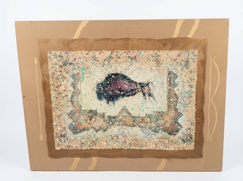 lot 3651 image: Mixed Media Art Print with Glitter Accents