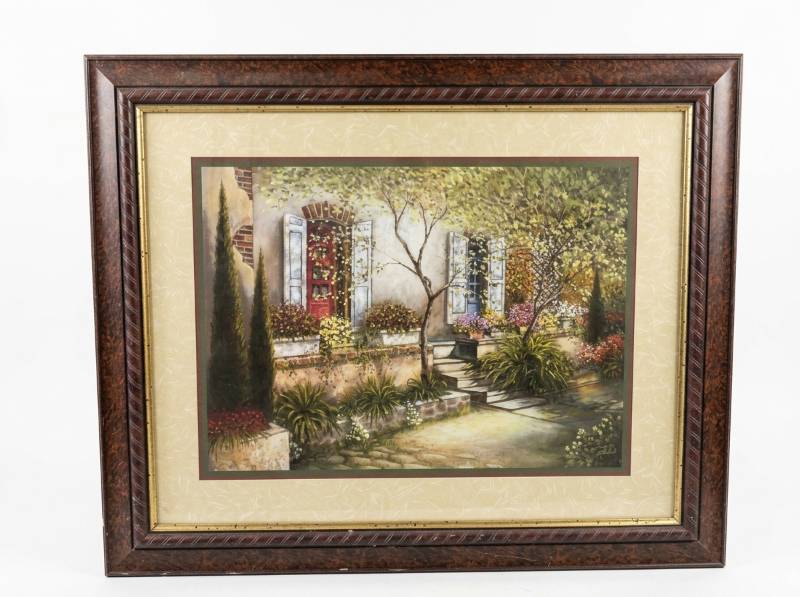 lot 3653 image: Home Interiors Framed Botanical Courtyard Wall Art