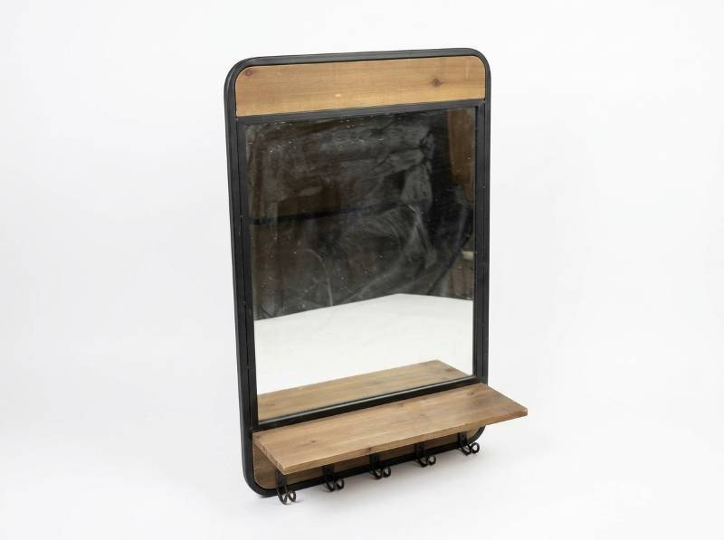 lot 3675 image: Kirklands Black Metal Frame Glass Display Cabinet w Wood Shelf