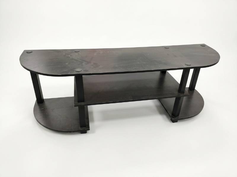 lot 3681 image: 4 Platform TV Stand with Black Metal Frame