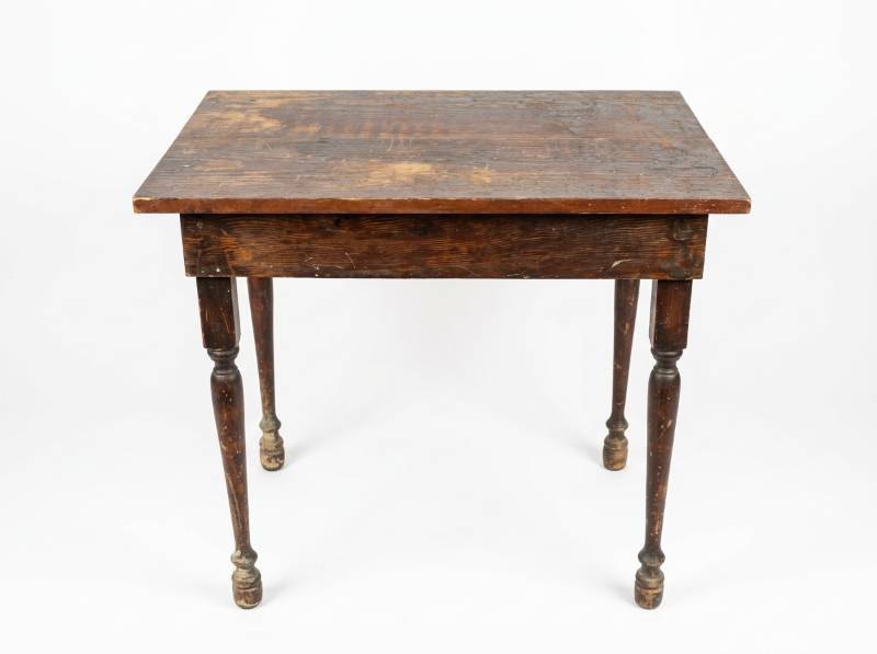 lot 3682 image: Antique Wood Dining Table  w Turned Legs
