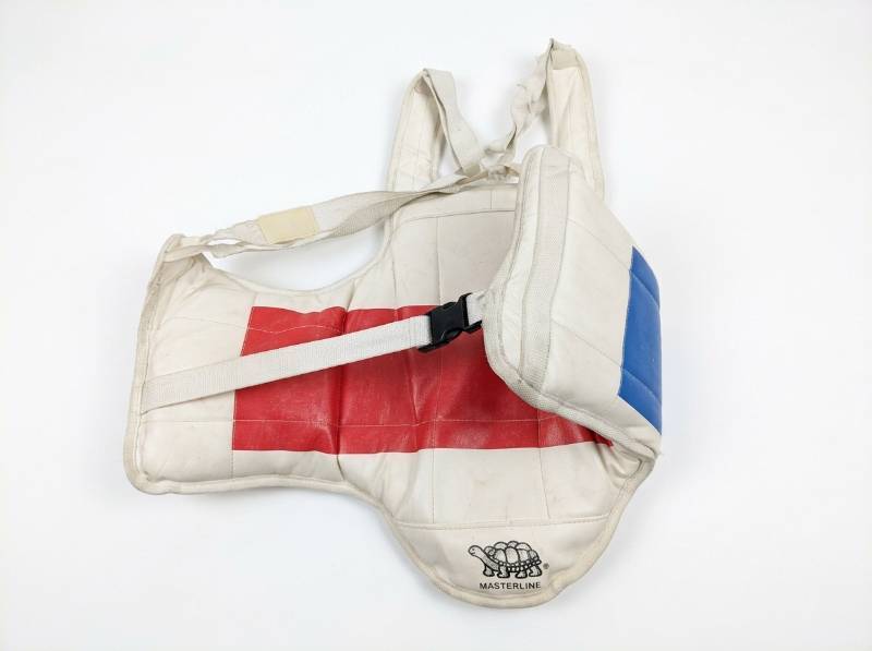 lot 3801 image: Masterline Size S Protective Chest Guard Red White Blue