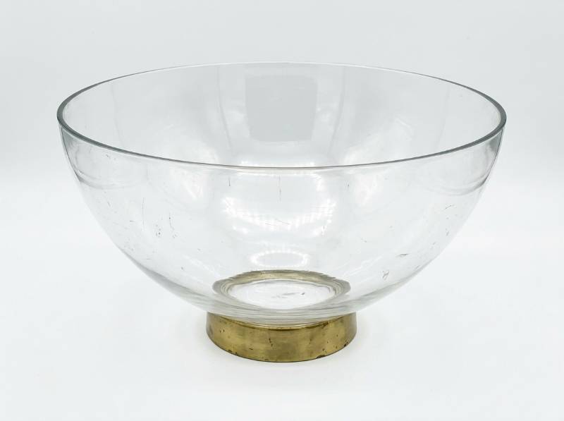 lot 3802 image: Glass Bowl with Brass Base