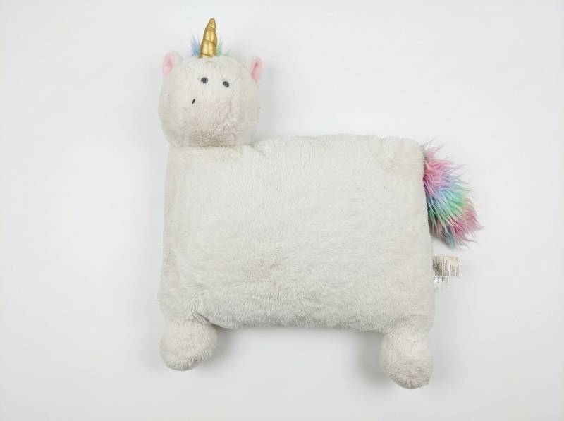 lot 3816 image: Miracles Unicorn Plush Toy w Gold Horn & Rainbow Mane