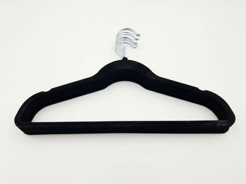 lot 3825 image: Black Velvet Suit Hangers with Metal Hooks - 25 Ct