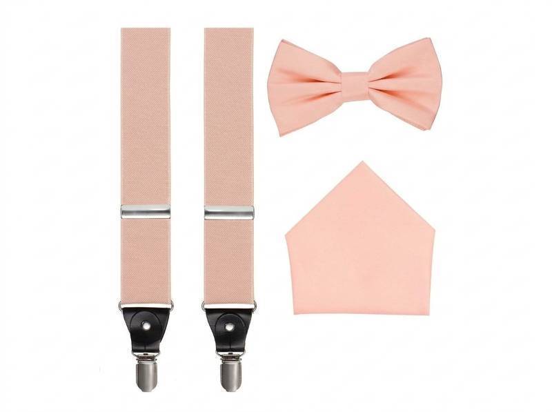 lot 3841 image: BQ Mens 3pc Suspender Set Peach