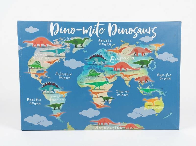 lot 3847 image: Dino-Mite Dinosaurs World Map Educational Canvas