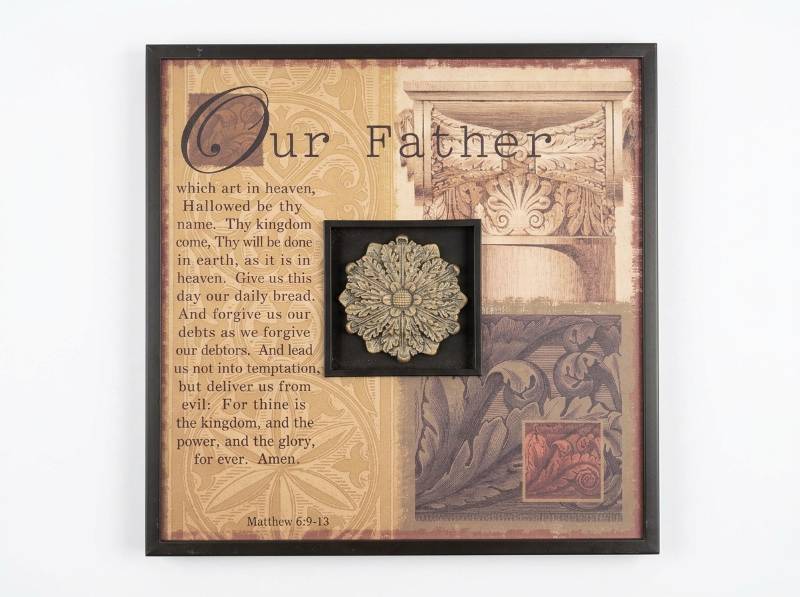 lot 3853 image: Our Father Prayer Wall Art w Decorative Medallion