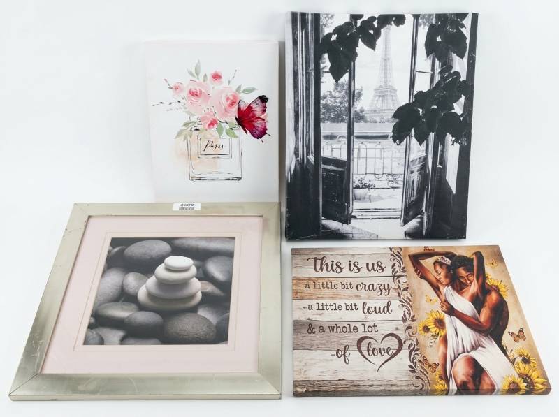 lot 3874 image: Set of 4 Wall Art Canvas