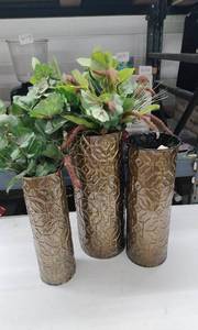 lot 4103 image: Decorative Planter Vases with Live Plants Set of 3