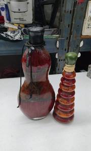 lot 4104 image: Vintage Pear-Shaped Decanter Set with Pickled Pepper Decorations