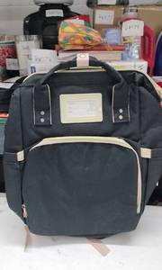 lot 4115 image: Navy Canvas Backpack w Cream Trim & ID Pocket