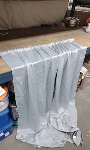 lot 4187 image: White Fabric Curtain Panels w Ruched Header (Set of 2)