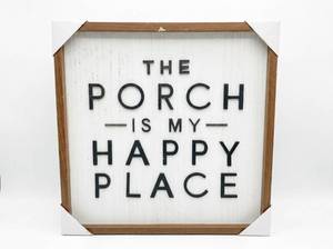 lot 4085 image: Wood Framed Wall Art Sign The Porch Is My Happy Place