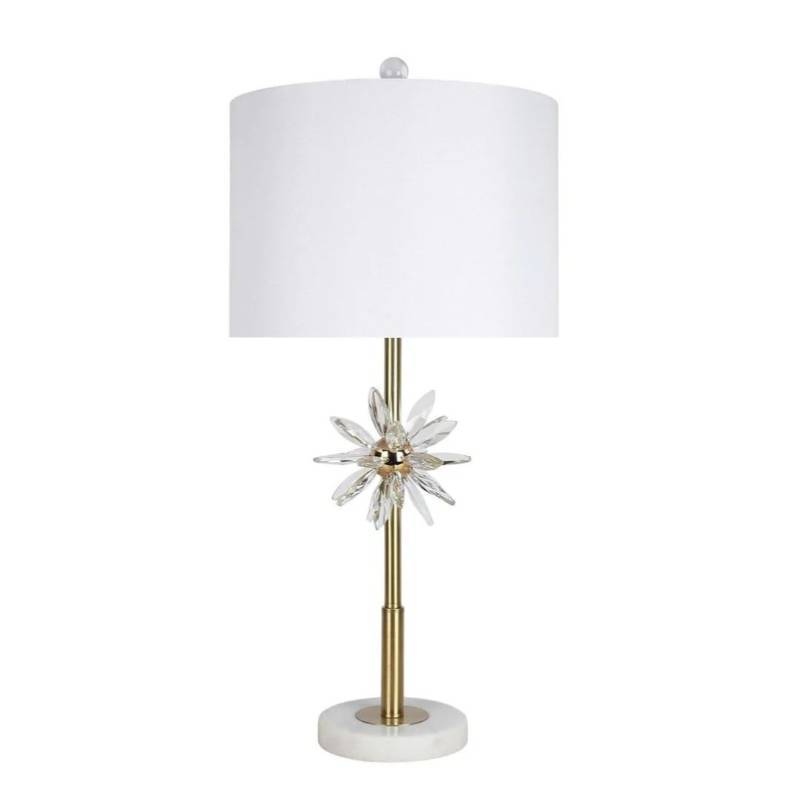 lot 21006 image: Classy Art Wholesalers Crystal Bloom II Table Lamp Gold White Clear ECL3302 set of 2 - Retail $225