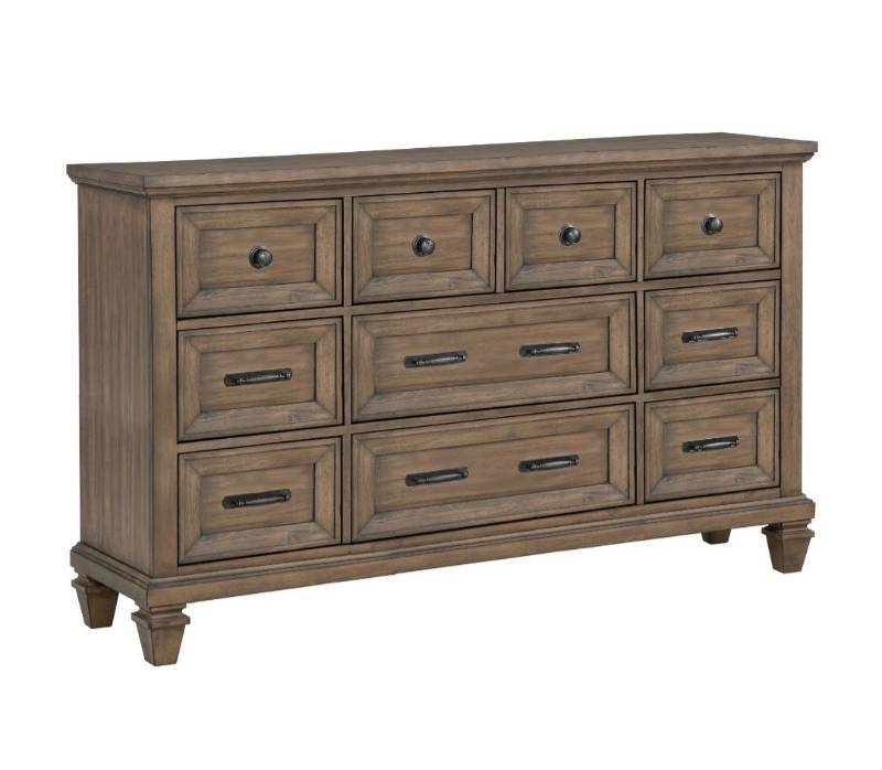 lot 21019 image: New Heritage Mariana 9- Drawer Dresser in Vintage Mocha - Retail $700