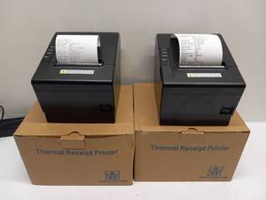 lot 28 image: Lot of 4 Thermal Receipt Printers 2x Caysn 1x Unknown Brand