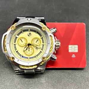 lot 1 image: GO BIG - Mens 54mm Two-Tone Chronograph Watch - Yellow Dial &amp Steel Bracelet NEW